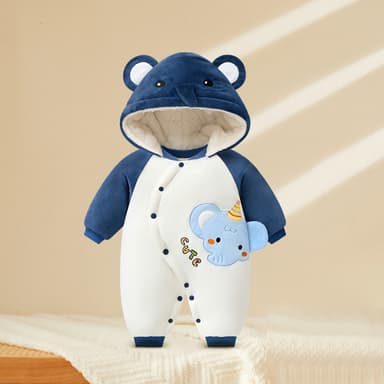 批发婴儿羊毛加厚连体衣新生儿冬季保暖登山服装男童儿童睡衣女童哈服装 thumbnail 26