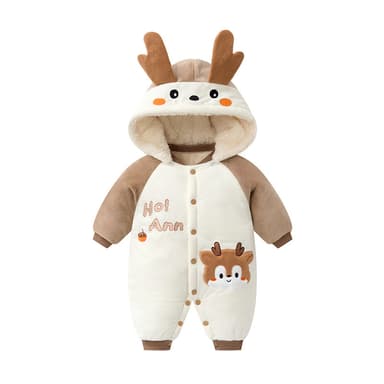 批发婴儿羊毛加厚连体衣新生儿冬季保暖登山服装男童儿童睡衣女童哈服装 thumbnail 1